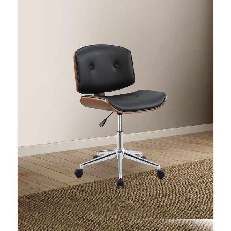 Simple Relax Leatherette Office Chair in Black and Walnut Finish, 2 of 5