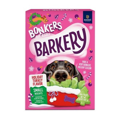 Bonkers Barkery Holiday Biscuit Christmas Tree Edition Turkey Flavor Crunchy Dog Treats - 20oz