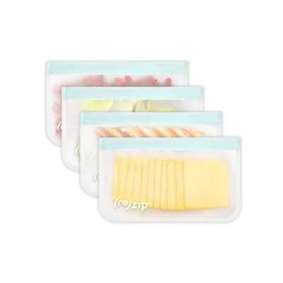 re)zip Leak-proof Clear Essential Reusable Food Storage Bag - Snack, Lunch  & Gallon - 4ct : Target