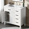 36" Bathroom Vanity with Sink – Freestanding Cabinet with Doors and Drawers, Ceramic Top, Solid Rubber Wood and MDF Construction, Modern Design - 2 of 4