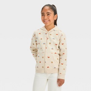 Girls' Zip-Up Fleece Hoodie Sweatshirt - Cat & Jack™ - 1 of 3