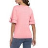 Clearlove Women's Casual Blouses Ruffle Sleeve T Shirts V Neck Double Tiered Bell Sleeve Top - 4 of 4