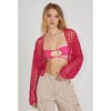 Women's Crochet Cropped Cardigan Long Sleeve Open Front Knit Hollow Out Shrug Coat Outerwear - 2 of 4