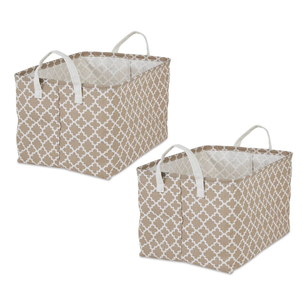 Photos - Laundry Basket / Hamper Design Imports Set of 2 Rectangle XL 12.5 x 17.5 x 10.5 Pe Coated Cotton P