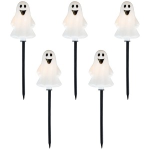 Northlight Set of 5 Ghost Shaped Halloween Pathway Markers - 3.75ft Black Wire - 1 of 4