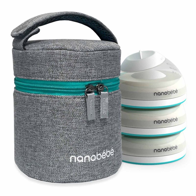 nanobebe Compact Triple-Insulated Bottle Cooler &#38; Travel Bag with Ice Pack - Gray - 1.5qt, 3 of 13