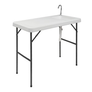 Portable Folding Table with Built-in Sink Faucet Fish Fillet Cutting Table Suitable for Cleaning Fish Vegetables Fruits - 1 of 4