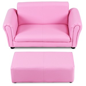 Infans Pink Kids Sofa Armrest Chair Couch Lounge Children Birthday Gift w/ Ottoman New - 1 of 4