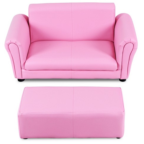 Infans Pink Kids Sofa Armrest Chair Couch Lounge Children Birthday Gift w/ Ottoman New - image 1 of 4