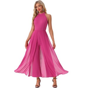 INSPIRE CHIC Women's Sleeveless Halter Neck Elegant Wedding Cocktail Dressy Jumpsuits - 1 of 4
