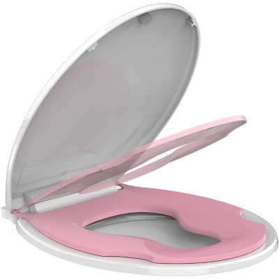 Elongated Toilet Seat with Toddler Seat Built In, Slow Close  Lid, Potty Training Seat for Kids and Adults, Safe PP Material