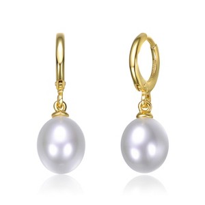 Guili Lustrous Pearl 14K Gold Plated Drop Earrings, a Timeless and Sophisticated Piece Designed for Elegant and Graceful Fashion Statements - 1 of 2