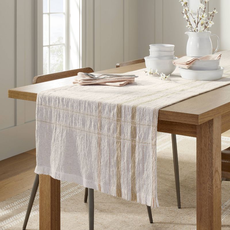 20&#34;x90&#34; Offset Plaid Woven Table Runner Light Tan/Blush - Hearth &#38; Hand&#8482; with Magnolia, 3 of 5