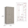 SEVOBAL Armoires 3 Door Armoire with Two Drawers Shelves and Hanging Rod for Bedroom and Closet Storage Solutions, Light Gray, 35.4"*18.5"*70.8" - 4 of 4