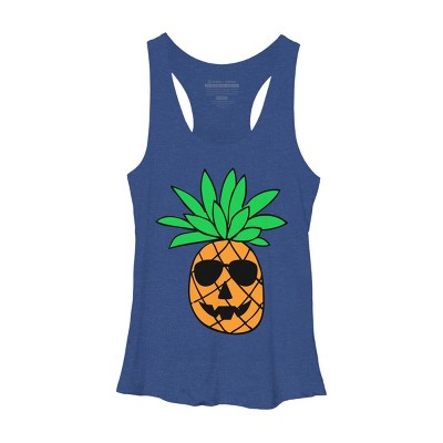 Women's Design By Humans HALLOWEEN PINEAPPLE PUMPKIN THEMED By Ujangkasep Racerback Tank Top