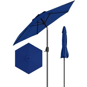 7.5FT Patio Umbrella Outdoor, Market Umbrella, Table Umbrella with Push Button Tilt and Crank, 6 Sturdy Ribs UV Protection Waterproof - 1 of 4
