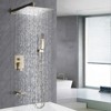 Shower System Bathroom Luxury 12 Inch Rain Shower Head with Handheld Mixer Shower Combo Set Wall Mounted Shower Faucet Trim with Valve Brushed Gold - 2 of 4