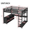 Metal Loft Bed with Wardrobe and L-shaped Desk, Queen Size Loft Bed with Storage Cubes and Shelves, Loft Bed for Kids Teens Adults, Black - 3 of 4
