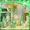 6 Pcs Mercury Glass Christmas Tree for Tabletop Light up Figurine Christmas Tree Mercury Cracked Glass Globe w/Light for Xmas Centerpiece Mantel Gift - 4 of 4