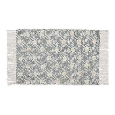 Design Imports Geometric Textured Fringe - Gray - 2 X3 Ft