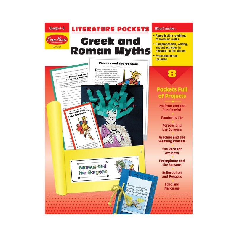 Literature Pockets: Greek & Roman Myths, Grade 4 - 6 Teacher Resource - by  Evan-Moor Educational Publishers (Paperback), 1 of 2