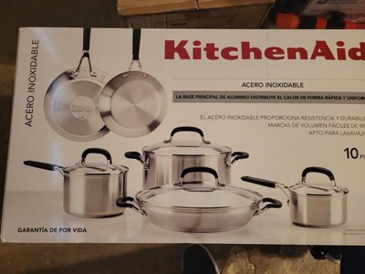 Kitchenaid 5-ply Clad Stainless Steel 10pc Cookware Set : Target