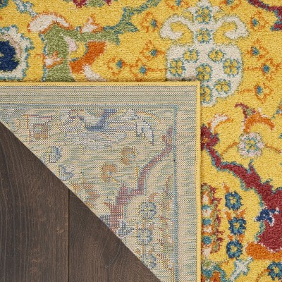 Bohemian Bliss Yellow Floral 9' x 12' Low-Pile Area Rug