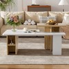 JUJABU Farmhouse Style Set of 2 Rectangular Nesting Coffee Tables with Wood Finish, for Living Room - 3 of 4