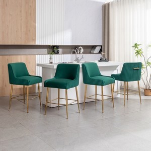 SEYNAR Modern Velvet 37'' H Metal Leg Counter or Bar Stools Set of 4 - 1 of 4
