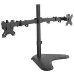 Mount-It! Double Monitor Desk Stand Fits 21 - 32 Inch Computer Screens | Freestanding Base | 2 Heavy Duty Full Motion Adjustable Arms