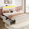 Greenstell Bed Frame with Adjustable Upholstered Headboard  and Storage 4 Drawers Charging Station & LED Lights Wood - 2 of 4