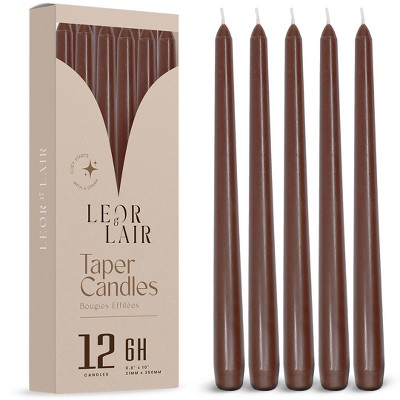 Leor & Lair Taper Candles - 12 Pack - 10" Tall Candlesticks for Dinner, Home Decor, Holiday, Wedding