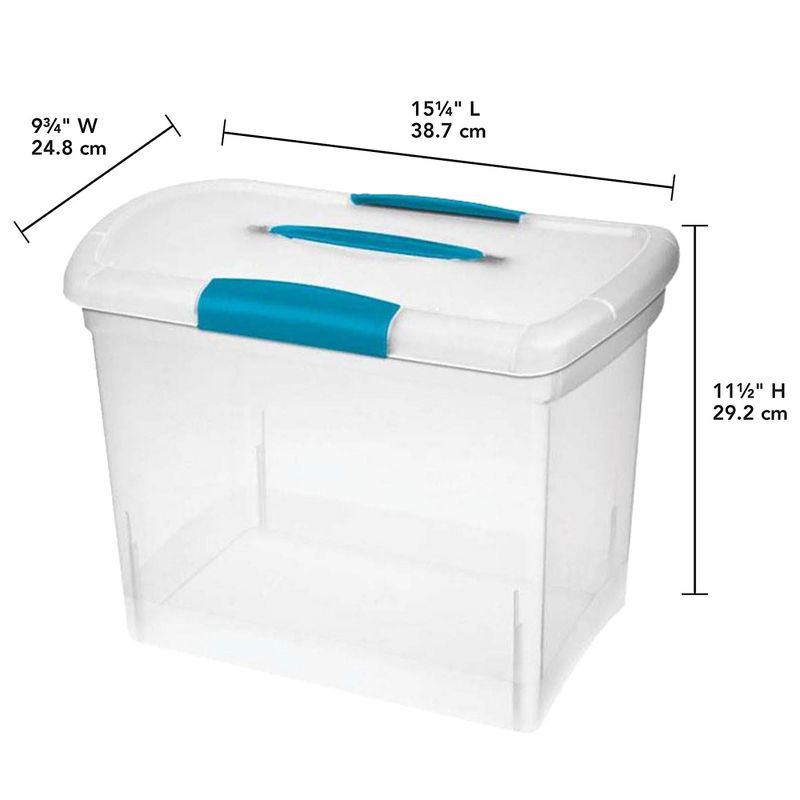 Sterilite Large Nesting ShowOffs, Stackable Small Storage Bin with Latching Lid and Handle, Plastic Container to Organize Office Files, Clear, 18-Pack, 3 of 4