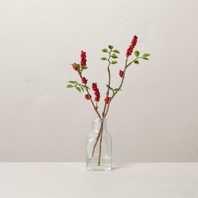 Mini 8" Faux Red Berry Stems Glass Arrangement - Hearth & Hand™ with Magnolia