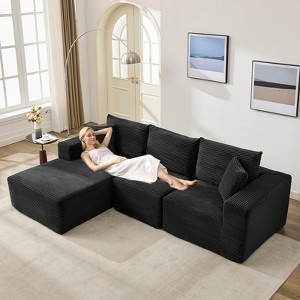 108" Modular Sectional Sofa - L Shaped Boneless Cloud Couch with 67.5" Chaise, Reversible L/R Facing, No Assembly Required, Corduroy Fabric - 1 of 4