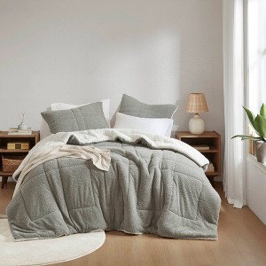 Okak All Size 3-Piece Imitation Lambswool Bed Comforter Set with Pillow Shams,Comfortable Lightweight Quilt Bedding Sets,Machine Washable - 1 of 4