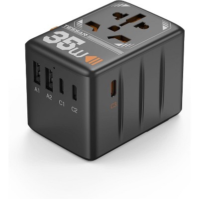 Universal Travel Adapter, 35W International Plug Adaptor with 3 USB-C & 2 USB-A Ports, Worldwide Power Outlet for US EU UK AUS Ireland (Type C/G/A/I)