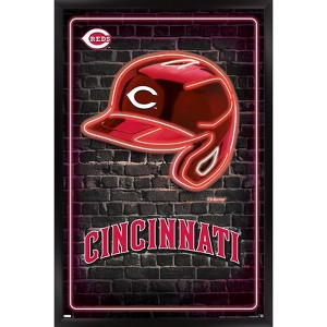 Trends International MLB Cincinnati Reds - Neon Helmet 23 Framed Wall Poster Prints - 1 of 4