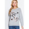 Slickblue Women's Long Sleeve French Terry Pullover Top with Sequin Detail - Bone/Heather Grey/Sepia - Size S-L - 2 of 4