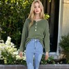 Anna-Kaci Women's Contrast Half Button Henley Down Textured Sweater - 3 of 4