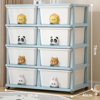 Image of Vynxaria Drawer Storage Rack: 8 Drawers, 4 Layers, Mobile with Wheels, Ideal for Organizing Books, Toys & More in Study, Bedroom, or Living Room