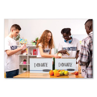 White and Blue EasyLift Letter Size Storage Box with Lid