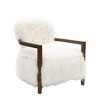 Sapphtopaz Modern Faux Fur Accent Chair with Raked Back & Wooden Arms Upholstered Comfy Bedroom Chair Soft Armchair for Living Room, Bedroom - 3 of 4
