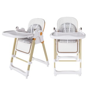 TopComfy Infant Seats Convertible Baby High Chair Baby to Rocker 5 Point Harness Silent Locking Wheels Removable for Kids, White, 22.44"*11.02"*23.23" - 1 of 4