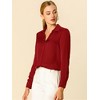 INSPIRE CHIC Women's Elegant V Neck Long Sleeve Office Work Satin Shirt - 2 of 4