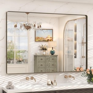 KIOTEE Rectangular Aluminum Alloy Framed and Tempered Glass Wall Bathroom Vanity Mirror in Matte Black - 1 of 4