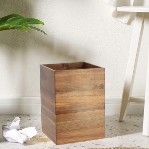 Evideco French Home Goods Acacia Square Waste Basket for Bathroom/Bedroom - 2 Gal (7.5 Liters) - Elegant Design - Compact & Durable - Easy to Clean - 1 of 4