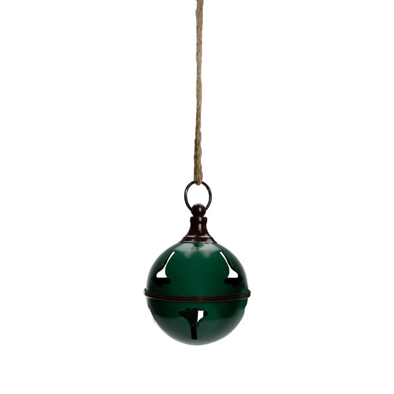 Northlight 5" Green Metal Jingle Bell Hanging Christmas Decoration, 1 of 3