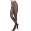 Memoi Diamond Patterned Cotton Blend Sweater Tights Taupe Heather M-L - 4 of 4