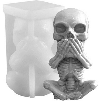 JDICTION 3D "Not Speak" Skull Silicone Mould: Candle/Skeleton Epoxy Resin/Soap/Chocolate/Candy/Cake Decor/Plaster Clay Mold
